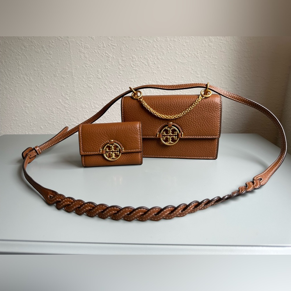 Tory Burch Mini Miller Purse and Mini Miller Wallet in Light Umber
